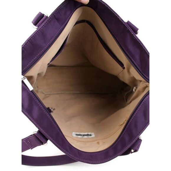 LARGE ELLINGTON PURPLE NYLON DOUBLE HANDLES SHOULDER BAG HANDBAG TOTE HOBO PURSE - Picture 10 of 16